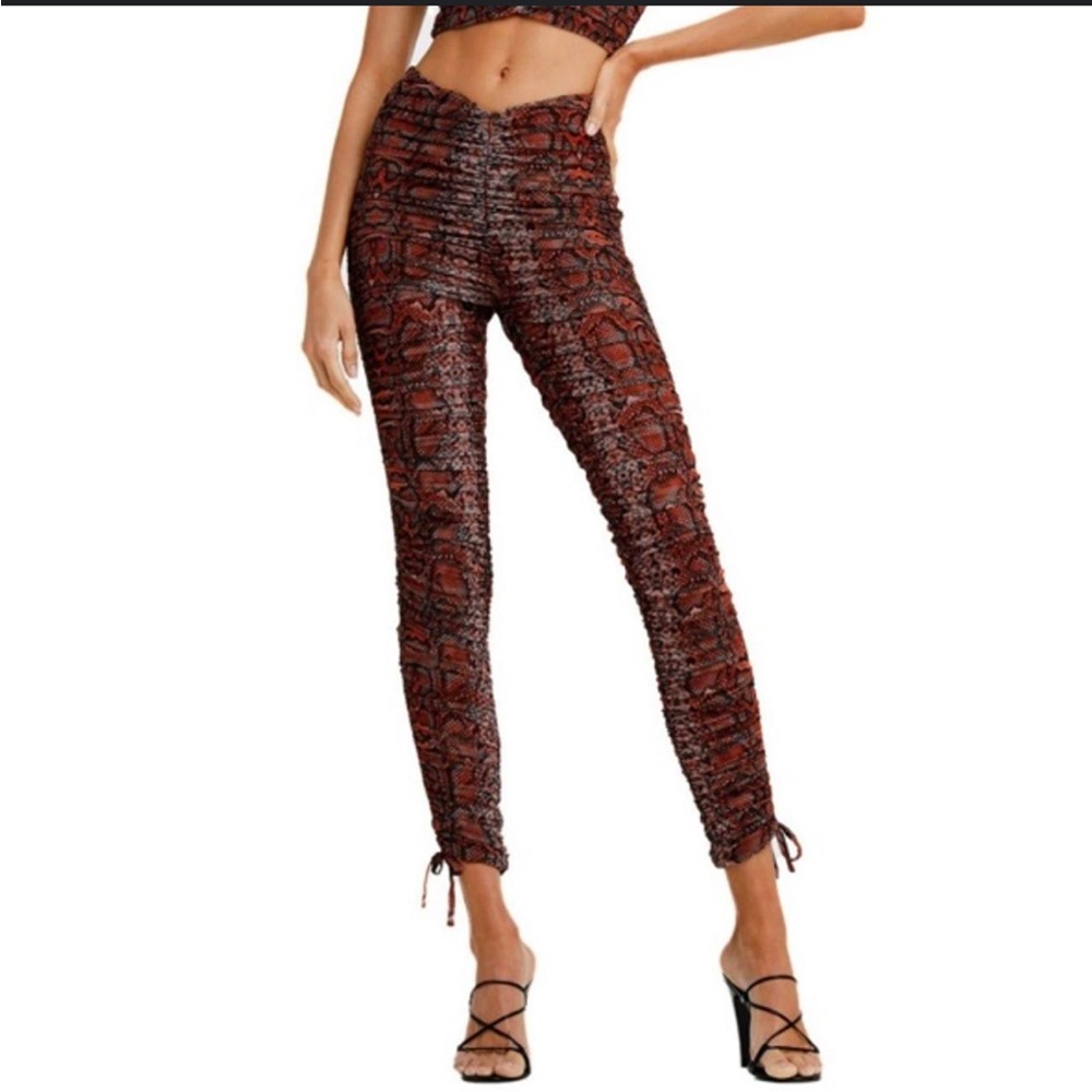 I.Am.Gia pants -ruched Snakeskin Print Pants in brown/rust - Picture 2 of 11